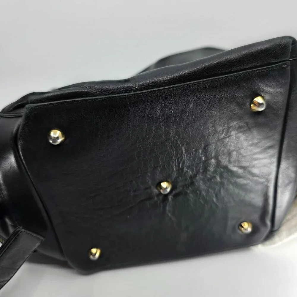 Marino Orlandi Black Leather Hobo Shoulder Bag Gold Hardware Made in Italy - Picture 15 of 16